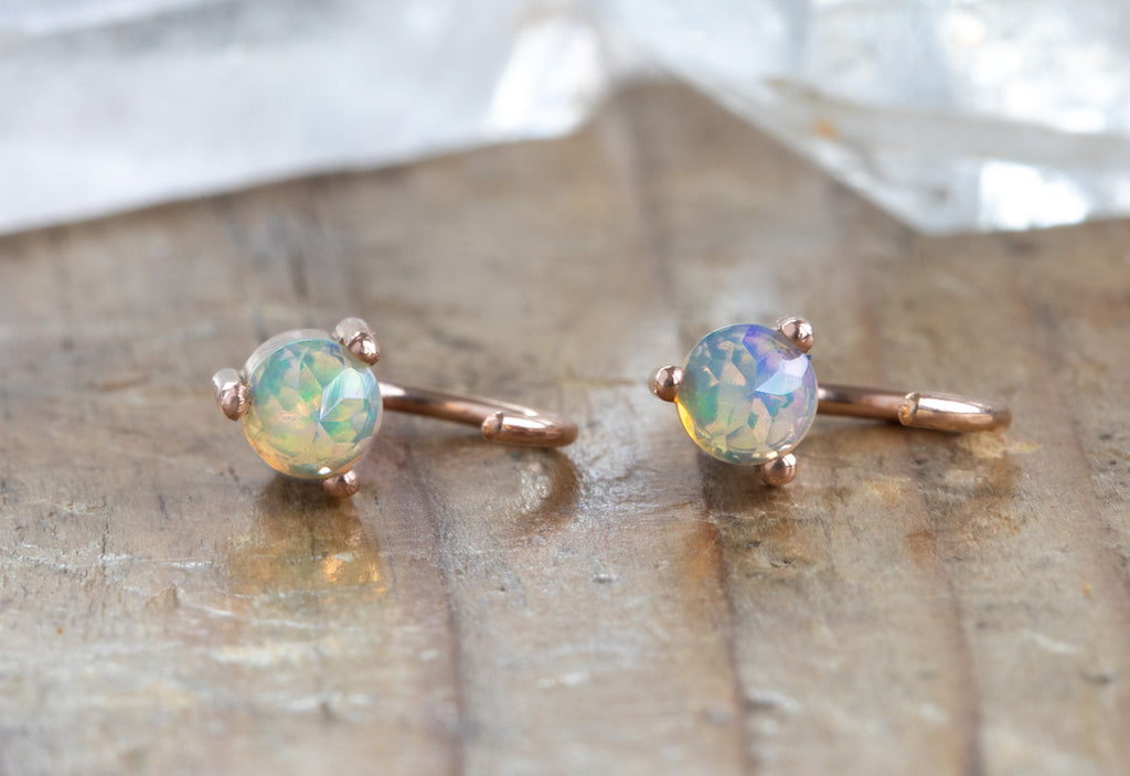 Opal Huggie Stud Earrings