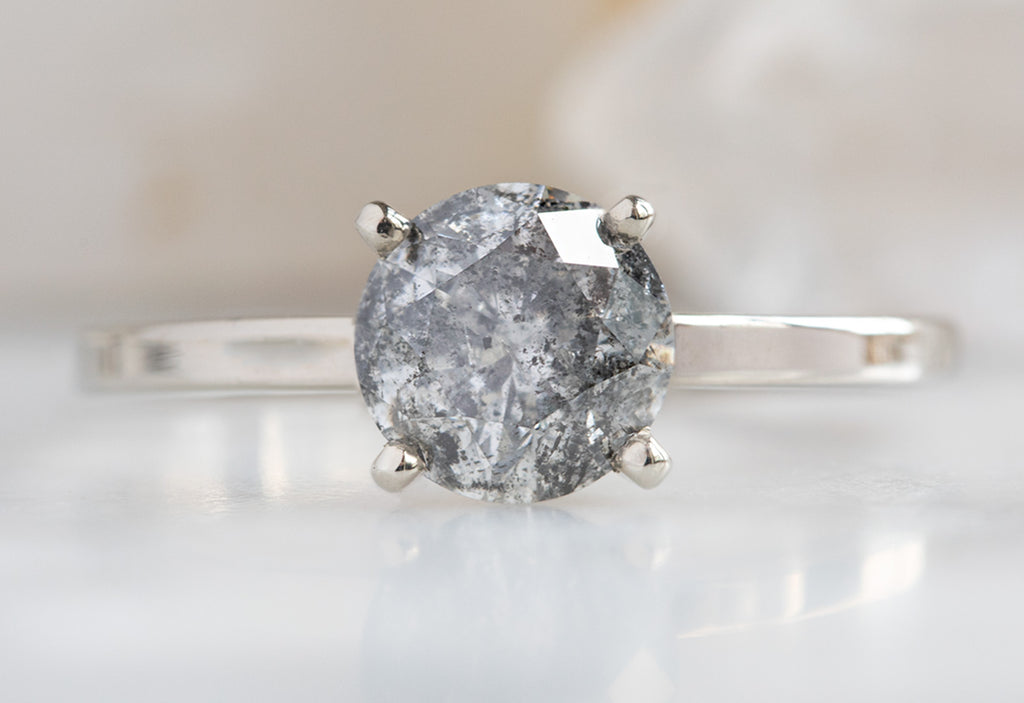 Round Cut Salt + Pepper Diamond Engagement Ring