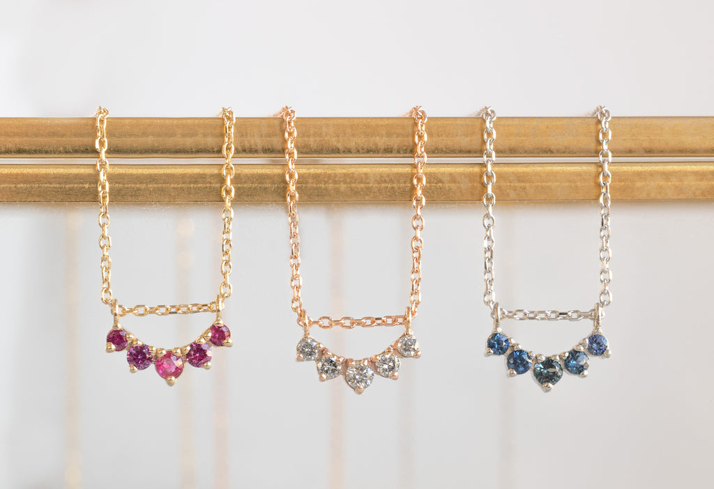 Custom Diamond and Gemstone Sunburst Necklaces