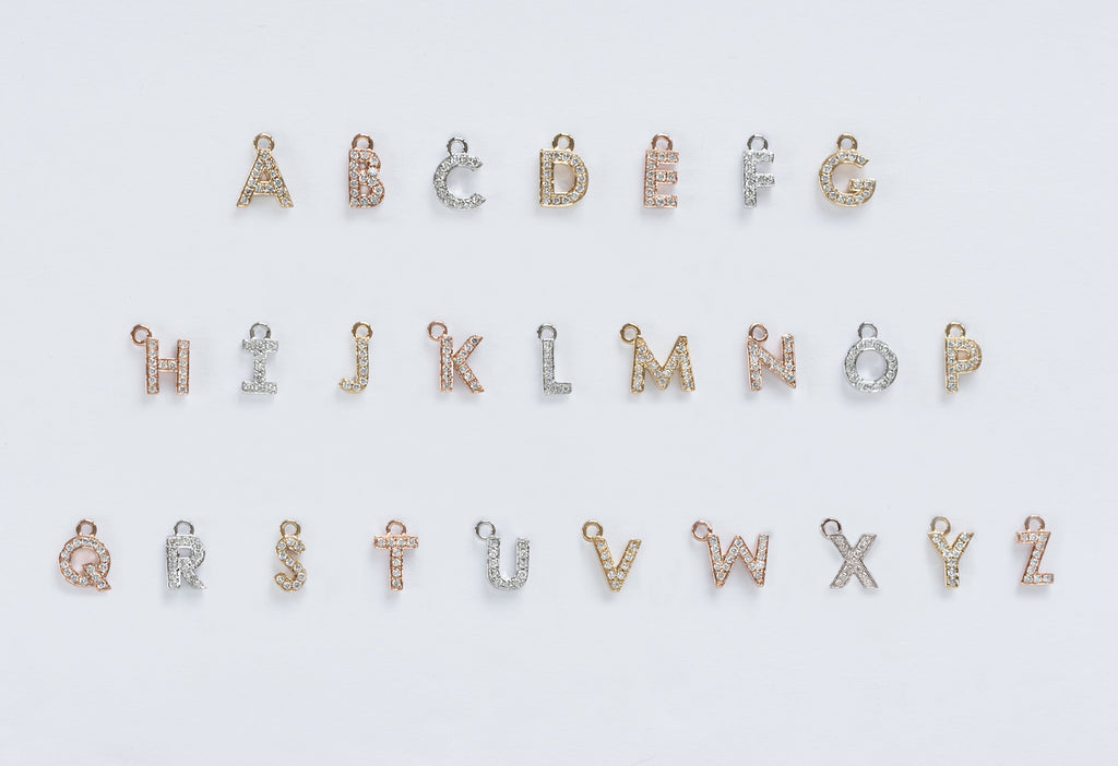 alphabet pavé diamond charms "A" - "Z"