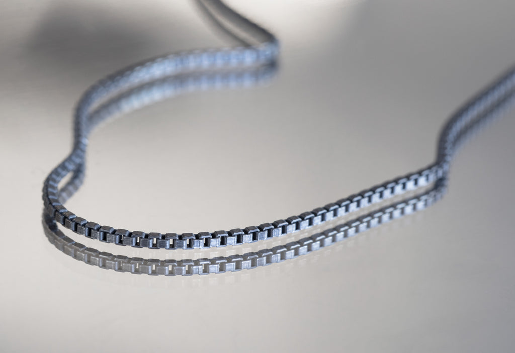 Men's Box Chain Necklace in oxidized sterling silver 