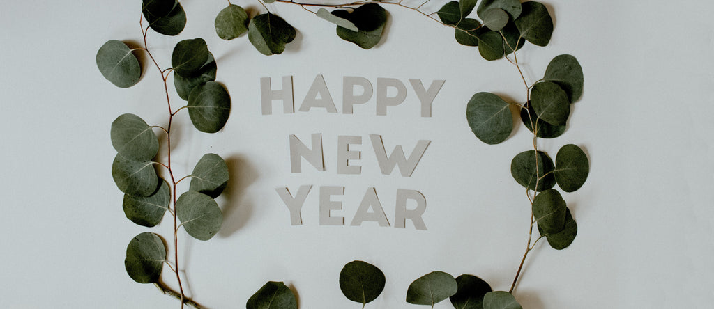 Happy New Year Sign with Dried Eucalyptus Border