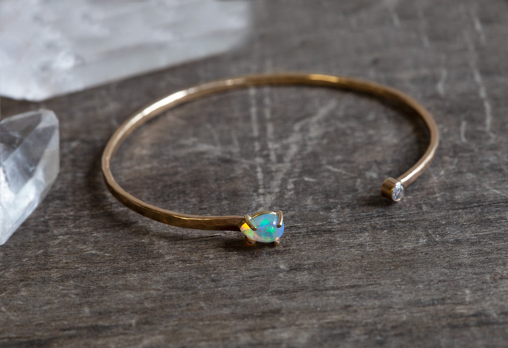 Opal + Diamond Cuff Bracelet