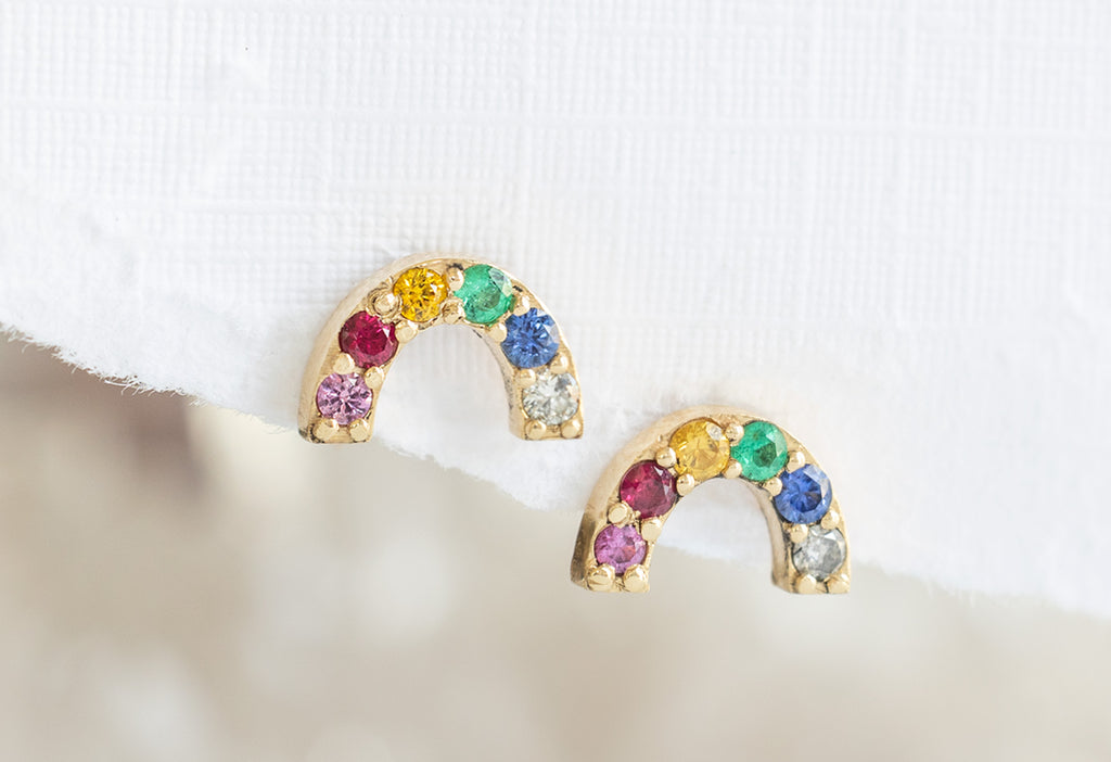 Rainbow Stud Earrings on Paper