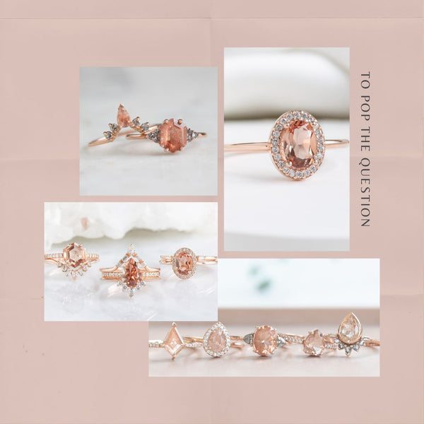 Sunstone Gemstone Engagement Ring Collage