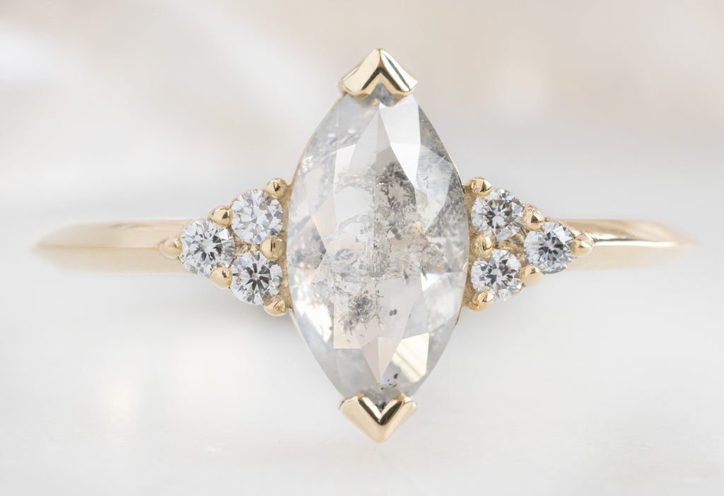 The Ivy Ring with a Marquise-Cut Salt and Pepper Diamond