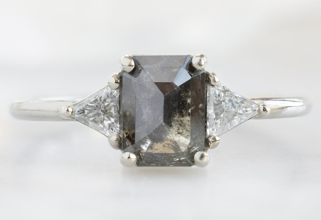 The Jade Ring with an Emerald-Cut Black Diamond