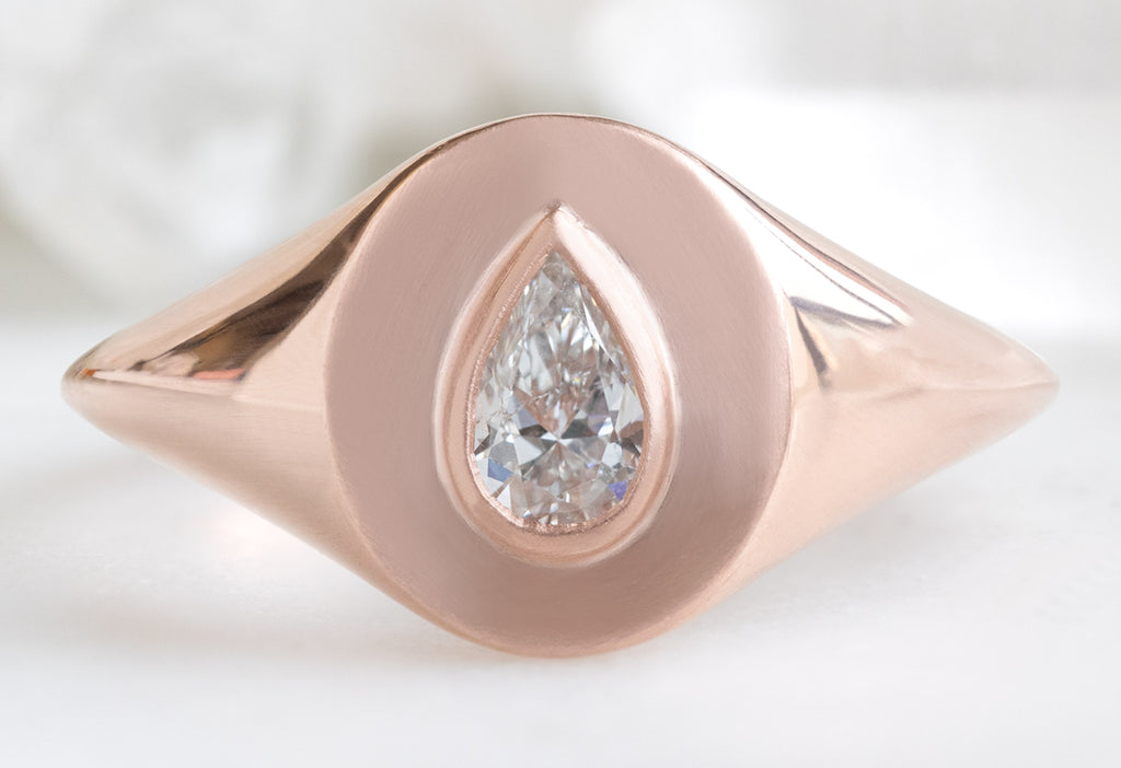 The Pear-Cut White Diamond Signet Ring