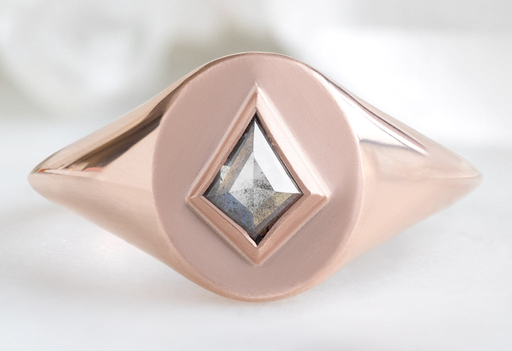 The Salt and Pepper Kite Diamond Signet Ring
