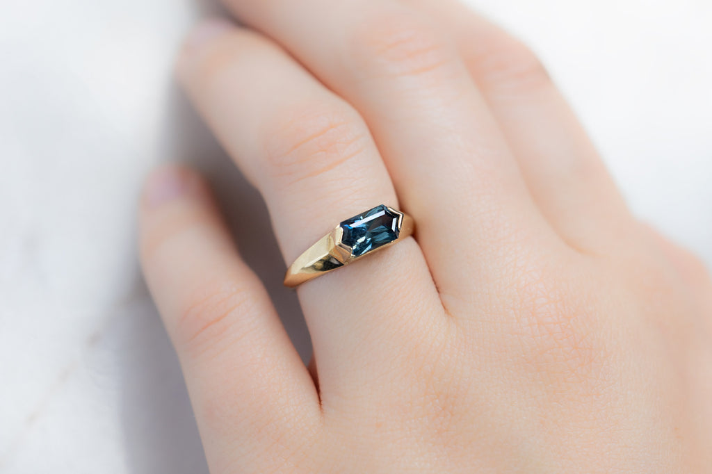 The Signet Ring with a Sapphire Hexagon on Model