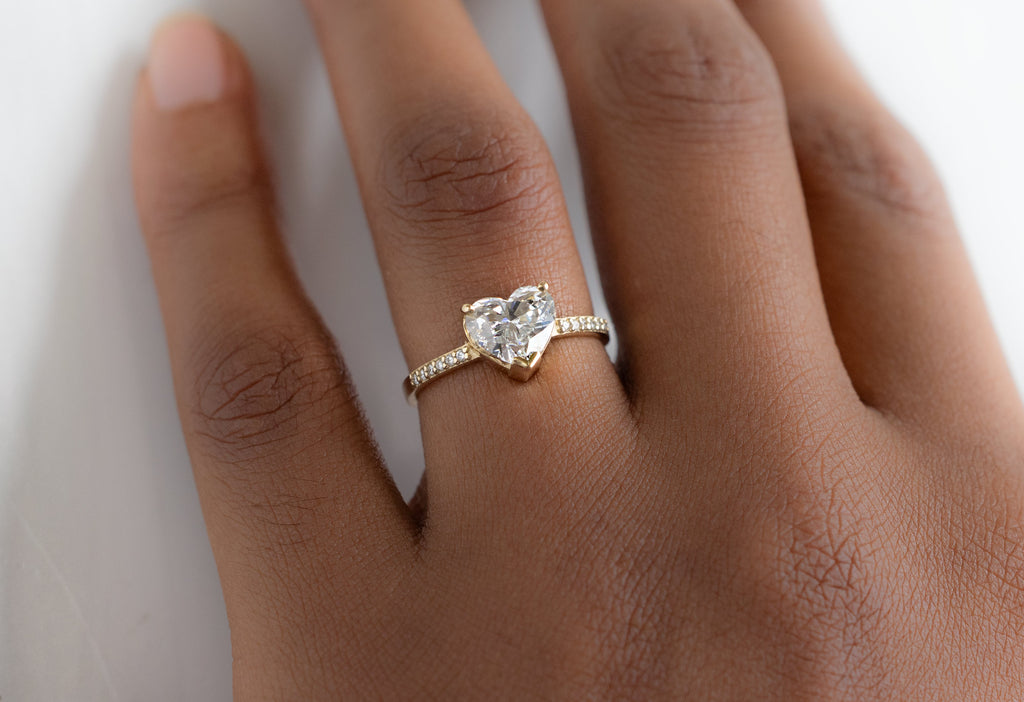 The Willow Ring with a Heart-Shaped Lab Grown Diamond on Model