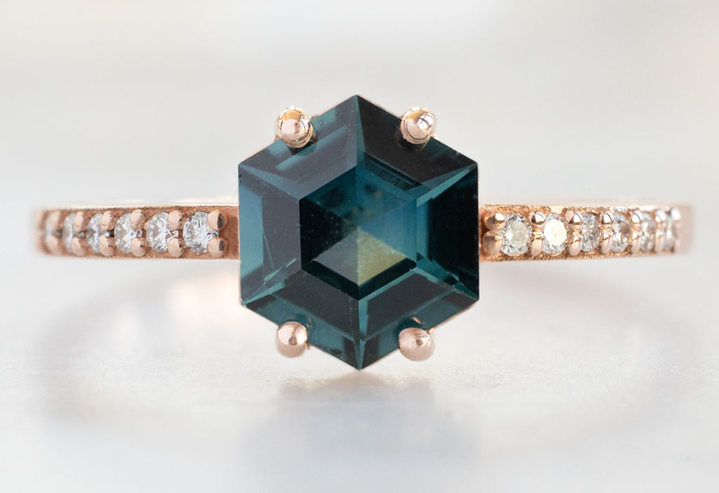 The Willow Ring with a Sapphire Hexagon