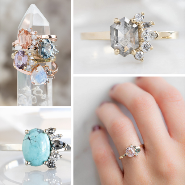 Diamond and Gemstone Cluster Rings Collage